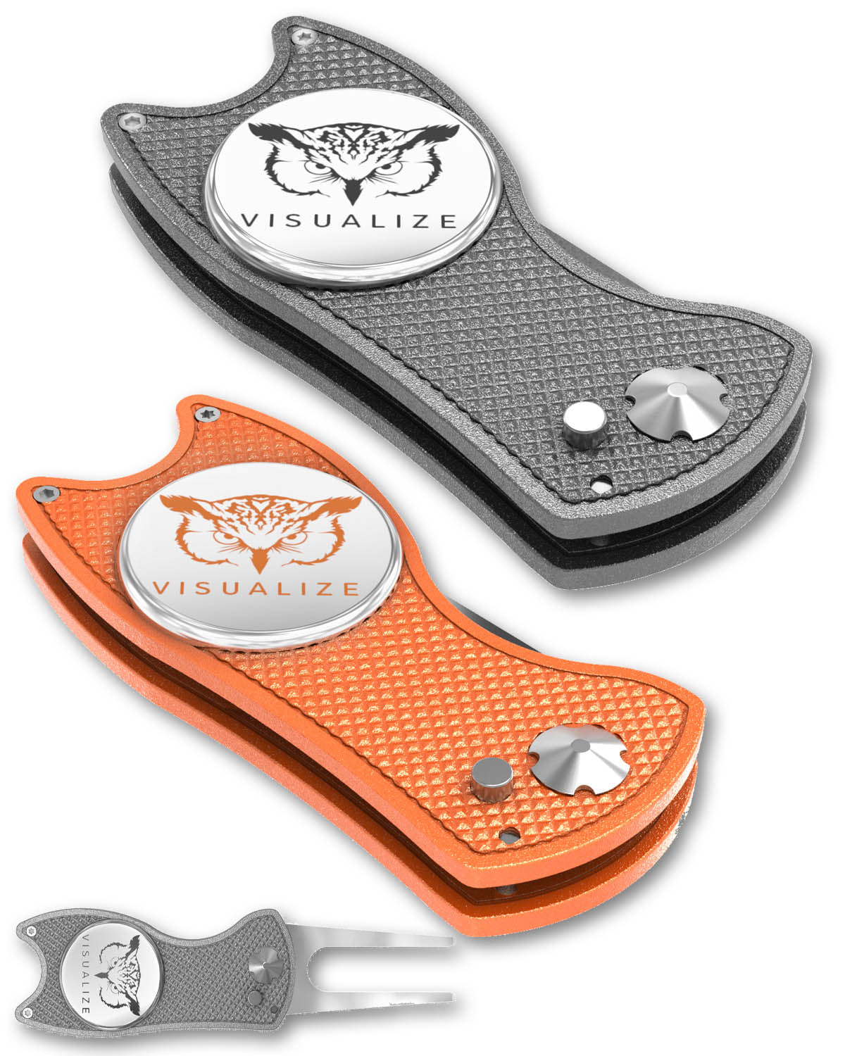 2 visualize divot tools closed, and one open.
