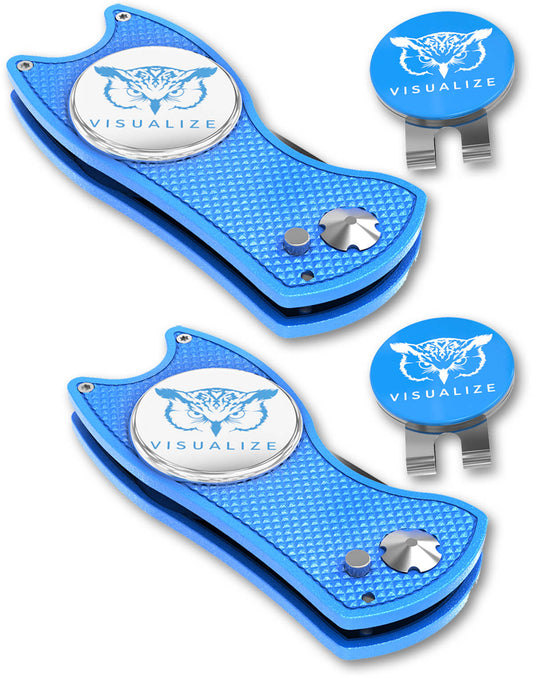 2 visualize divot tools closed, and one open.
