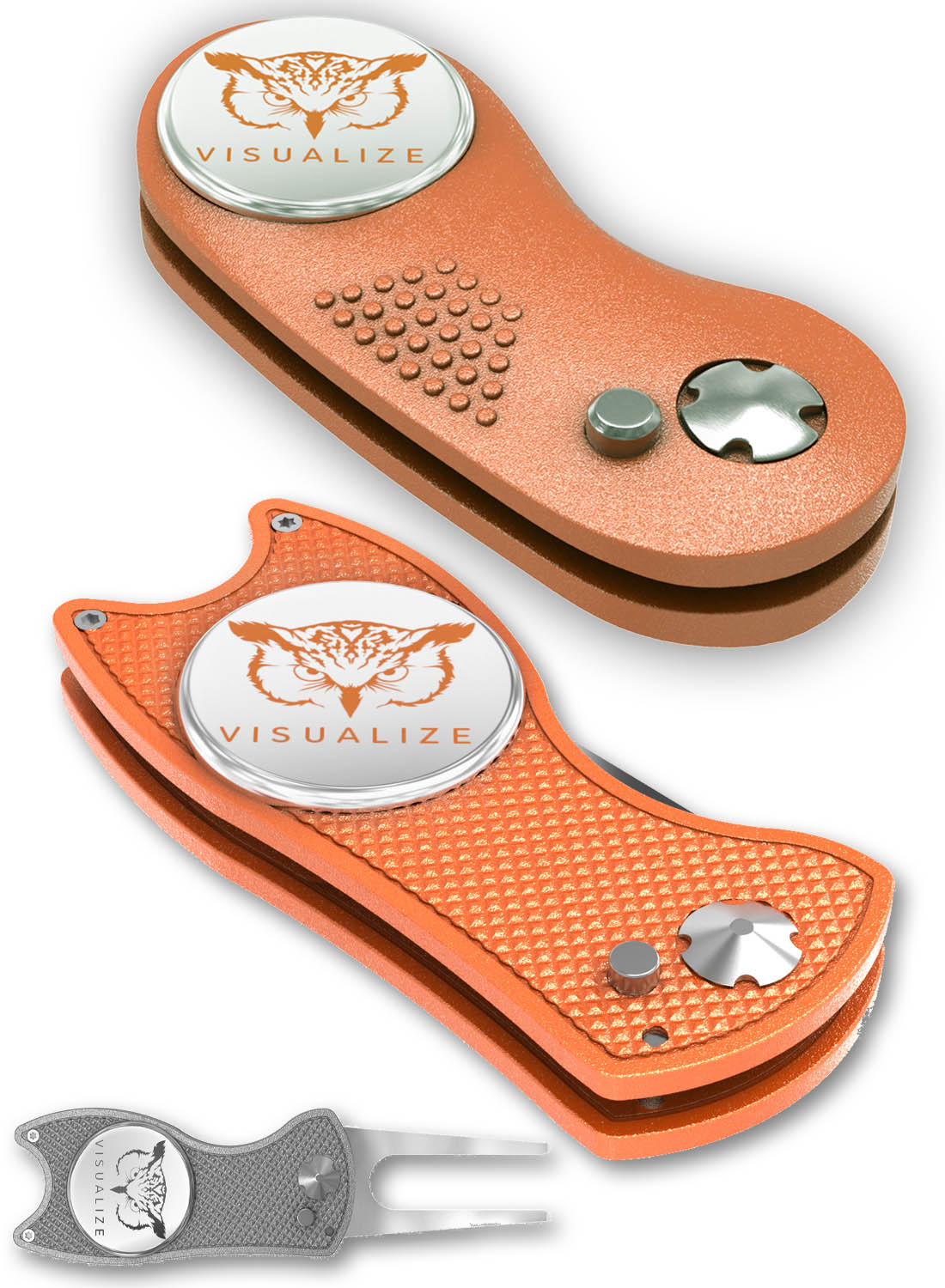 2 visualize divot tools closed, and one open.