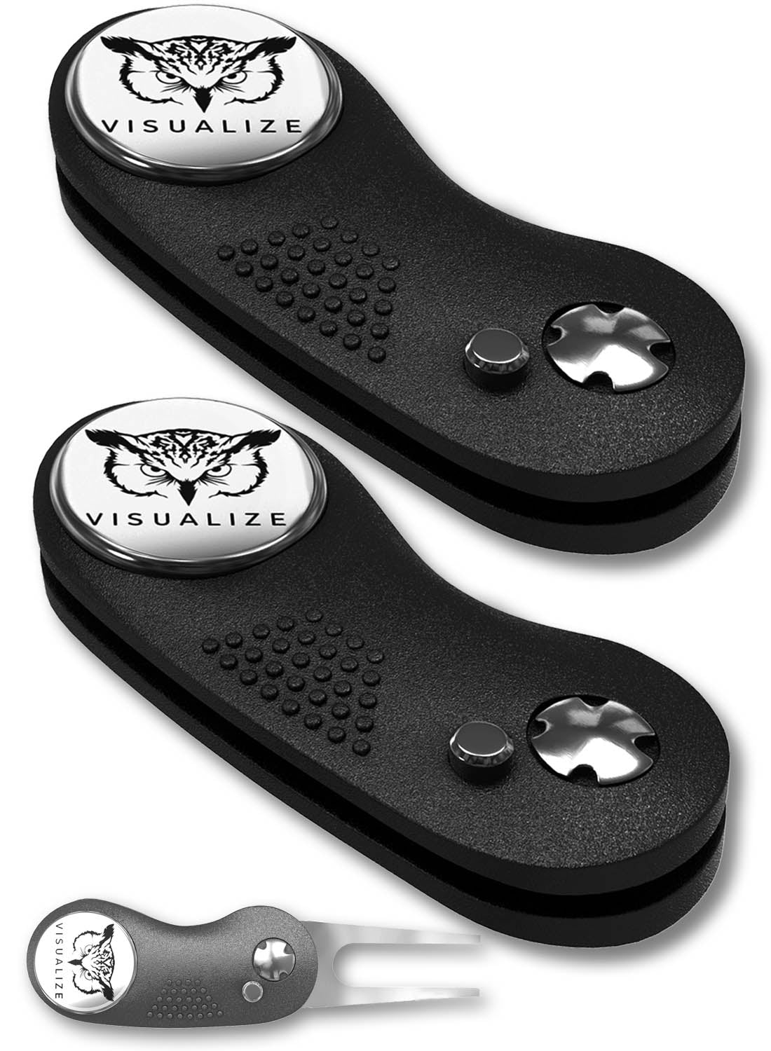 2 visualize divot tools closed, and one open.