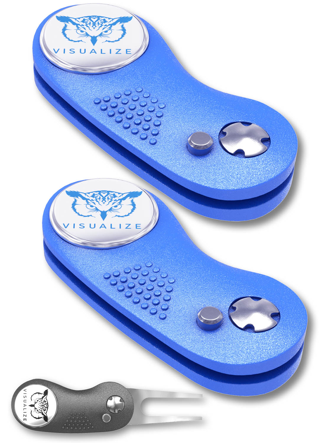 2 visualize divot tools closed, and one open.