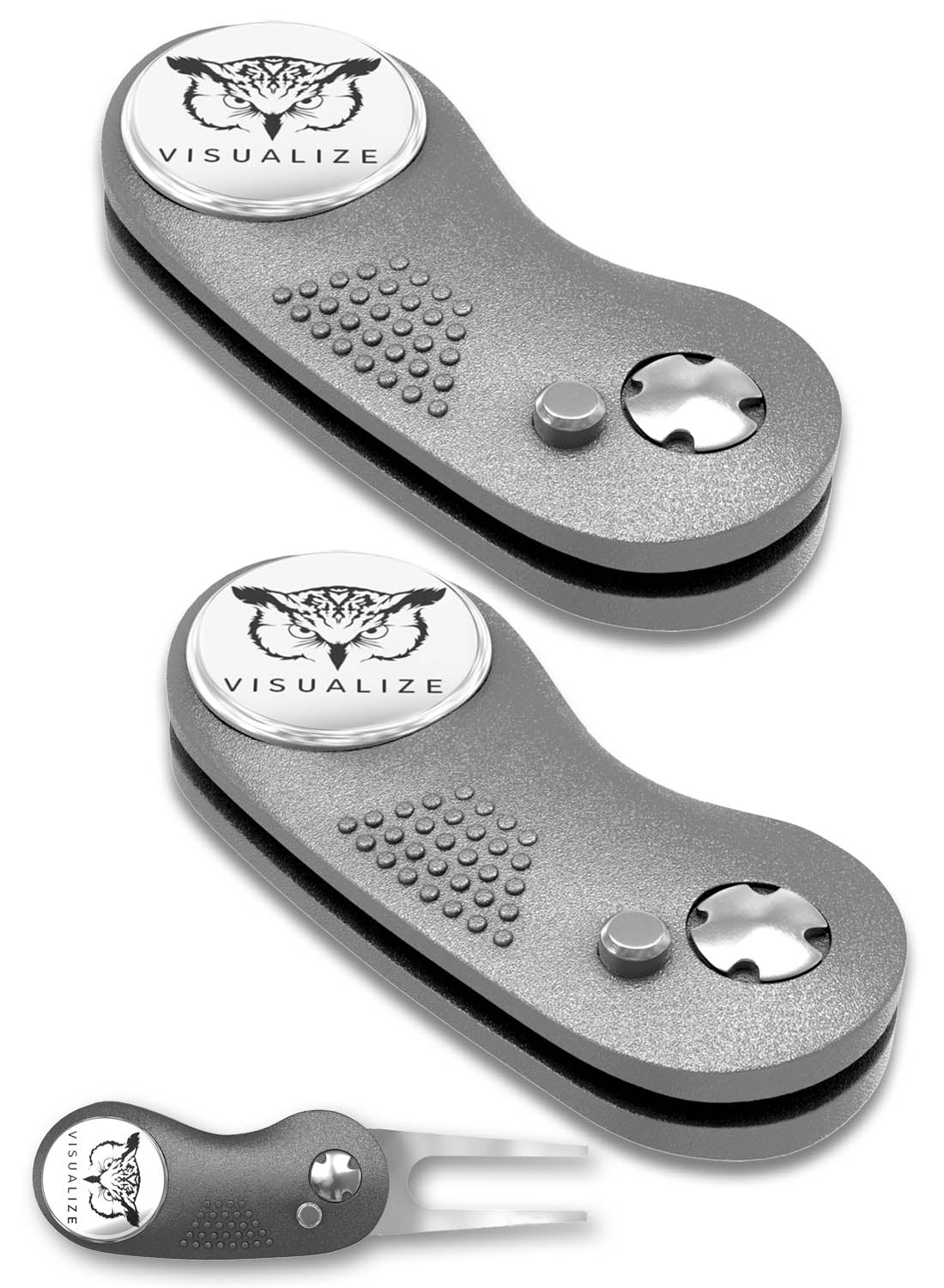 2 visualize divot tools closed, and one open.