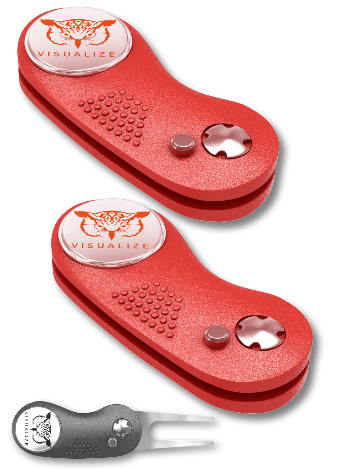 2 visualize divot tools closed, and one open.