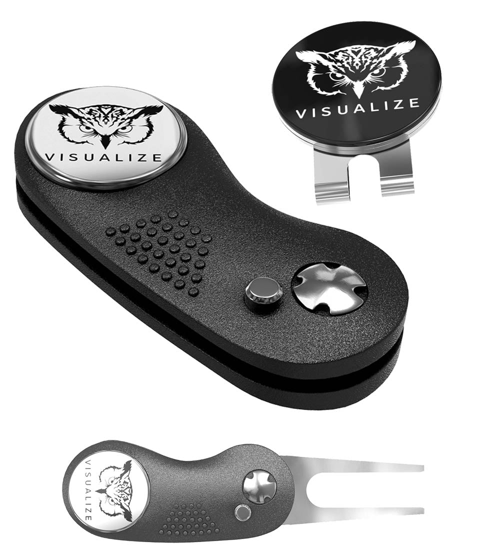 RAPTOR PLUS | Divot Repair Tool Kit with Hat Clip & Two Ball Markers - BLACK