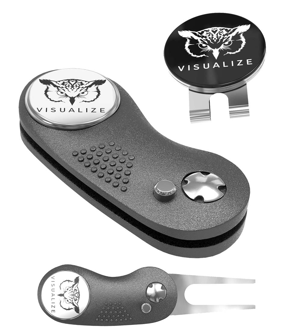 RAPTOR PLUS | Divot Repair Tool Kit with Hat Clip & Two Ball Markers - Gun Metal Gray