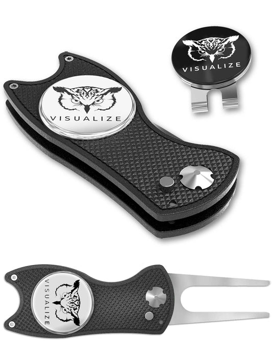 The ORIGINAL TALON PLUS | Switchblade-Style Divot Repair Tool w/ Hat Clip - BLACK