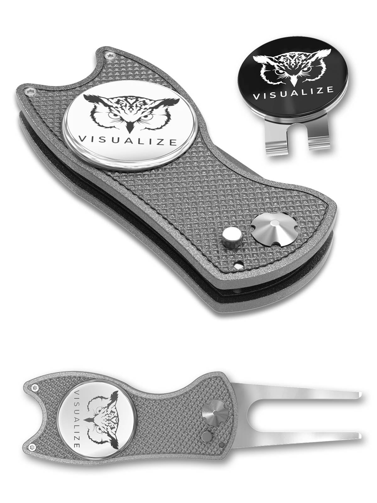 The ORIGINAL TALON PLUS | Switchblade-Style Divot Repair Tool w/ Hat Clip - GUN METAL GRAY