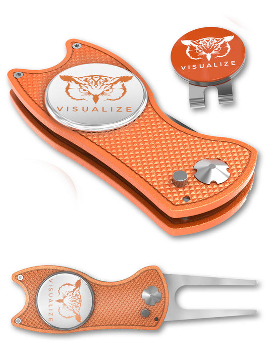 The ORIGINAL TALON PLUS | Switchblade-Style Divot Repair Tool w/ Hat Clip - ORANGE
