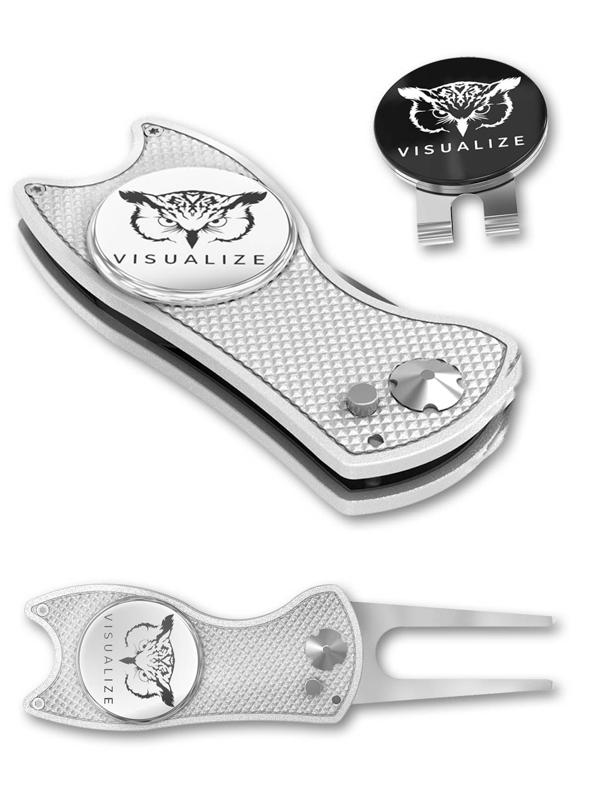 The ORIGINAL TALON PLUS | Switchblade-Style Divot Repair Tool w/ Hat Clip - SILVER