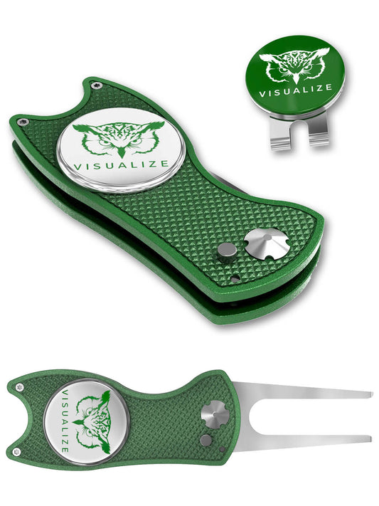 The ORIGINAL TALON PLUS | Switchblade-Style Divot Repair Tool w/ Hat Clip - DARK GREEN