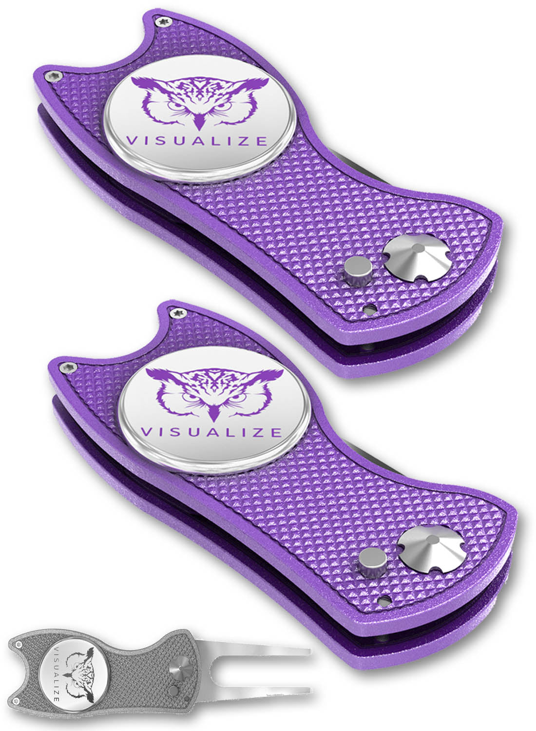 2 visualize divot tools closed, and one open. 