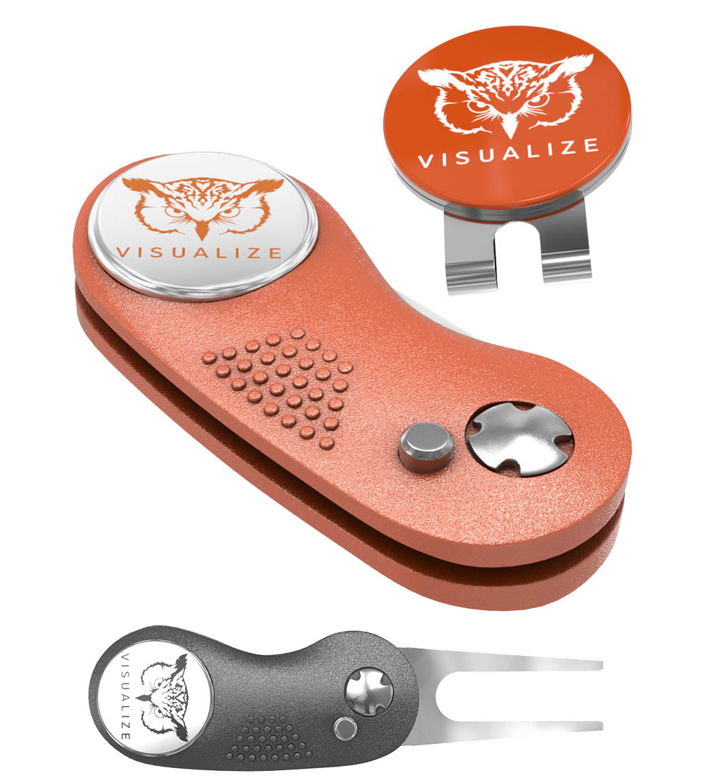 RAPTOR PLUS | Divot Repair Tool Kit with Hat Clip & Two Ball Markers - ORANGE